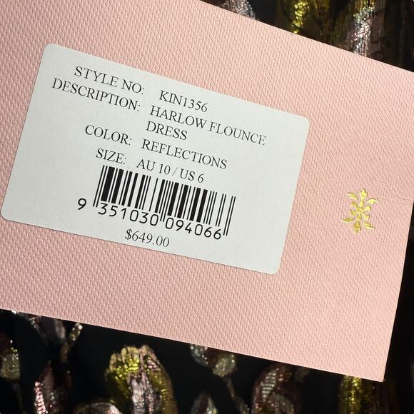 New w/ Tags WE ARE KINDRED silk metallic floral dress HARLOW FLOUNCE gown. - Picture 12 of 17